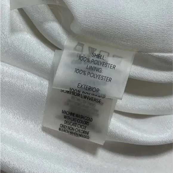 Calvin Klein White Ruffle Sleeve Lined Blouse EUC Size Large - Picture 8 of 8